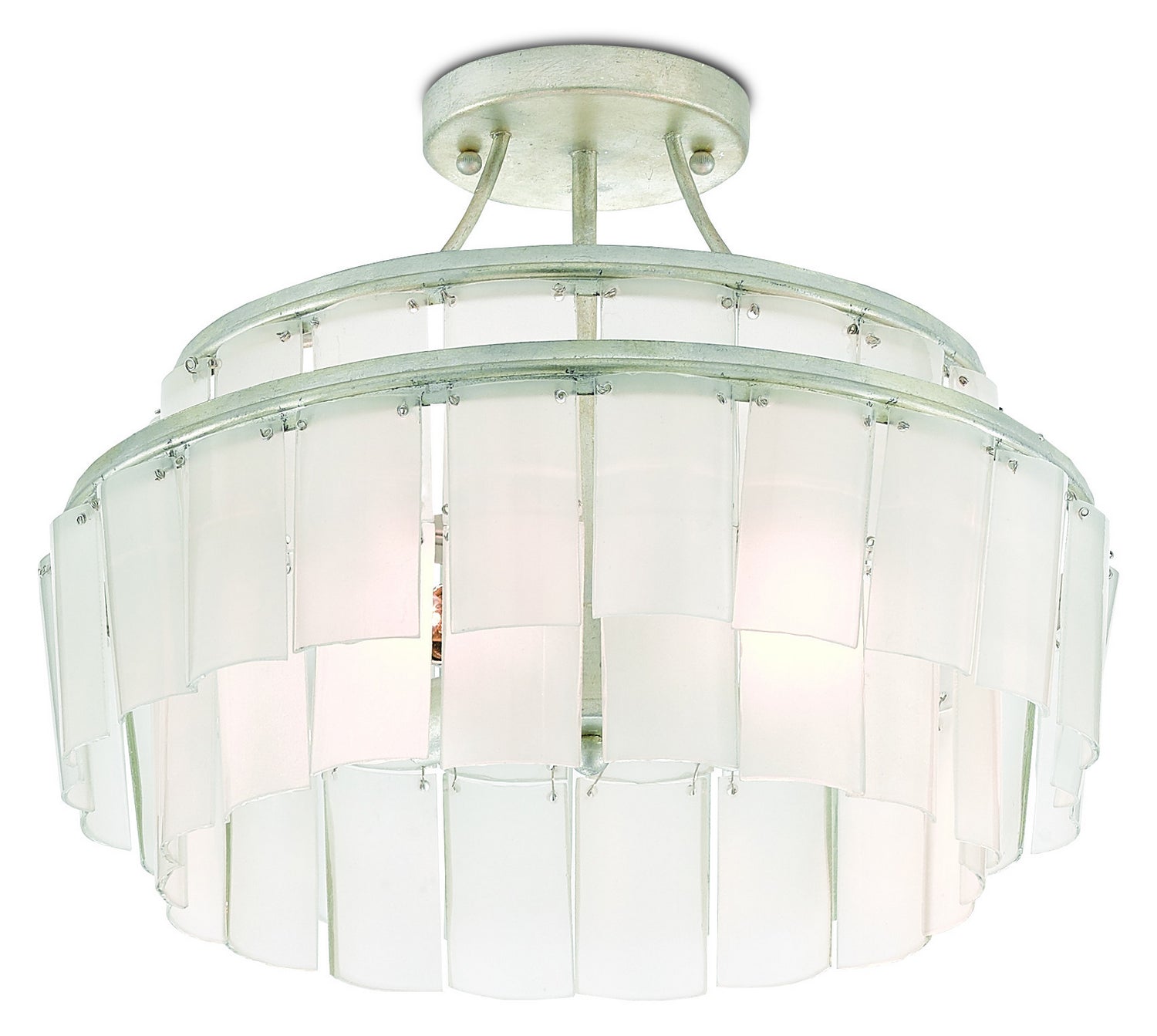 Currey and Company - 9999-0030 - Three Light Semi-Flush Mount - Contemporary Silver Leaf/Opaque White