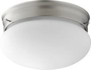 Quorum - 3023-8-65 - Two Light Ceiling Mount - 3023 Opal Mushrooms - Satin Nickel|Satin Opal