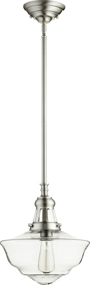 Quorum - 801-12-65 - One Light Pendant - Schoolhouse Pendants - Satin Nickel|Clear