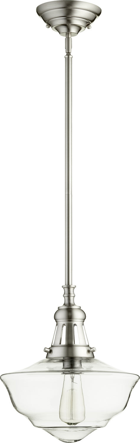Quorum - 801-12-65 - One Light Pendant - Schoolhouse Pendants - Satin Nickel|Clear