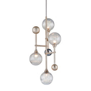 Corbett Lighting - 241-44 - Four Light Pendant - Majorette - Silver Leaf W Polished Chrome