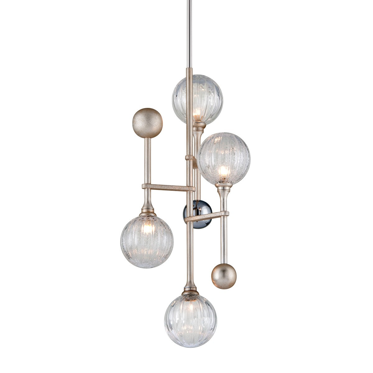Corbett Lighting - 241-44 - Four Light Pendant - Majorette - Silver Leaf W Polished Chrome