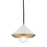 Mitzi - H139701S-AGB/WH - One Light Pendant - Marnie - Aged Brass/Soft Off White