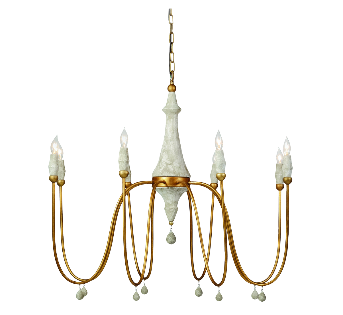 Clay Chandelier - Small - Vintage Gold Distressed