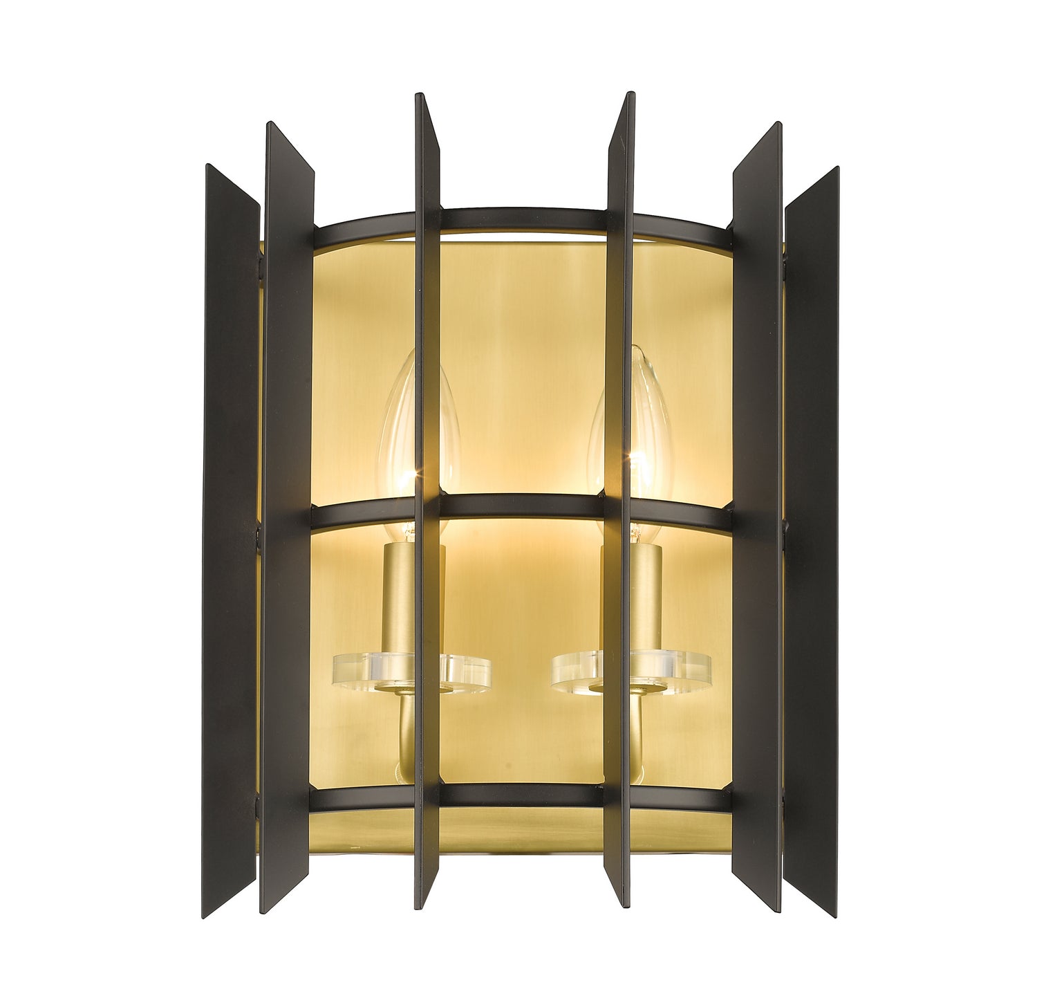 Z-Lite - 338-2S-MB+SBR - Two Light Wall Sconce - Haake - Satin Brass