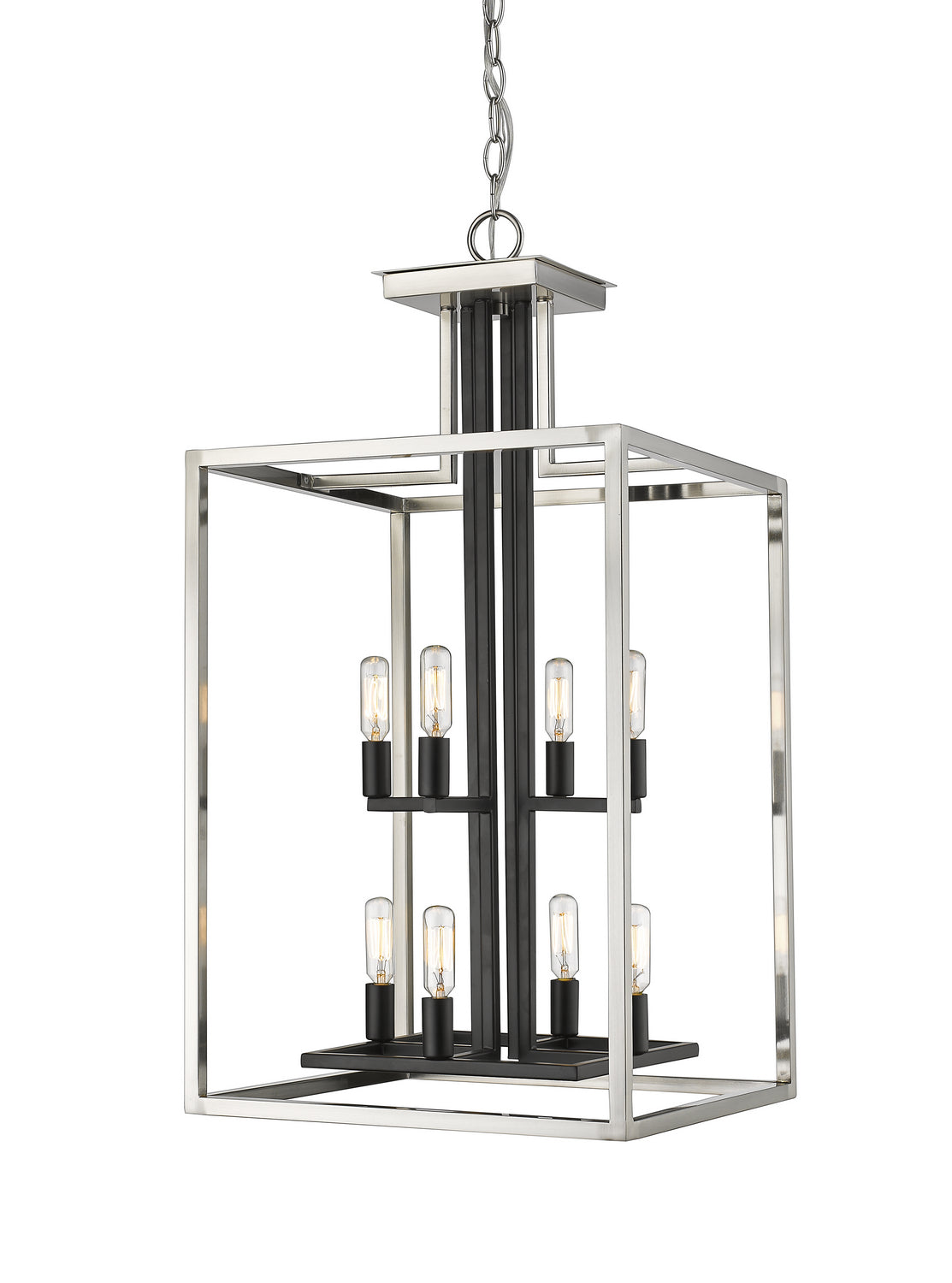 Z-Lite - 456-8BN-BK - Eight Light Chandelier - Quadra - Brushed Nickel / Matte Black