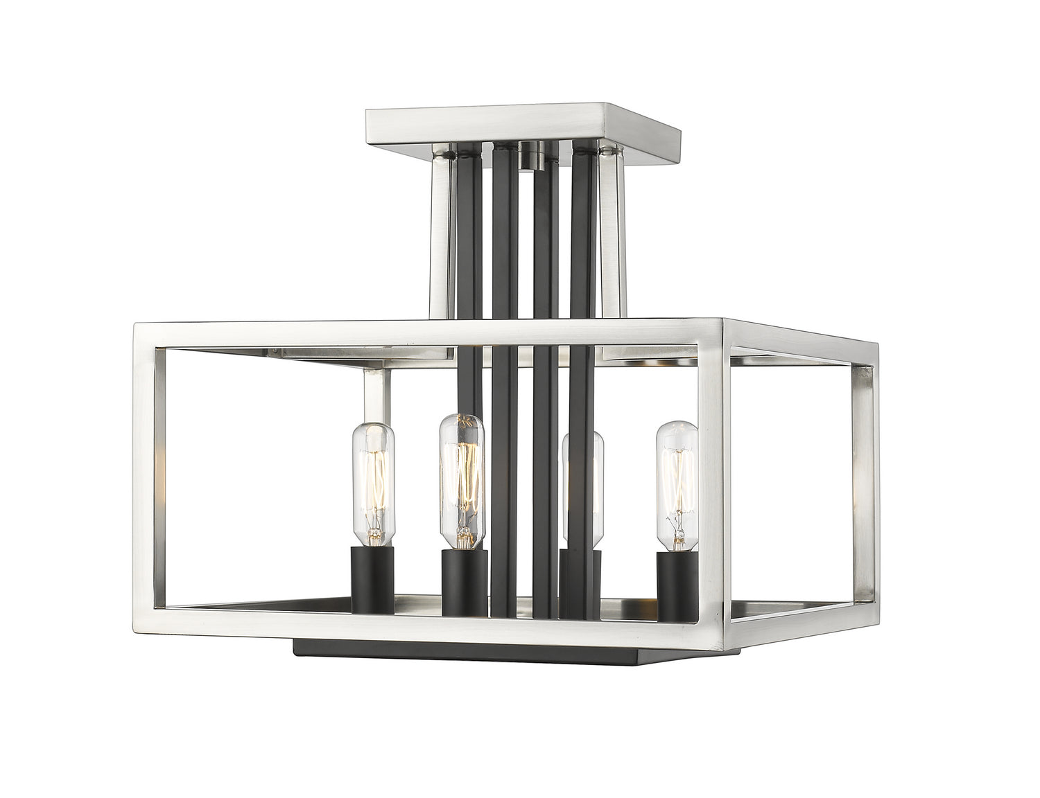Z-Lite - 456SF-BN-BK - Four Light Semi Flush Mount - Quadra - Brushed Nickel / Matte Black