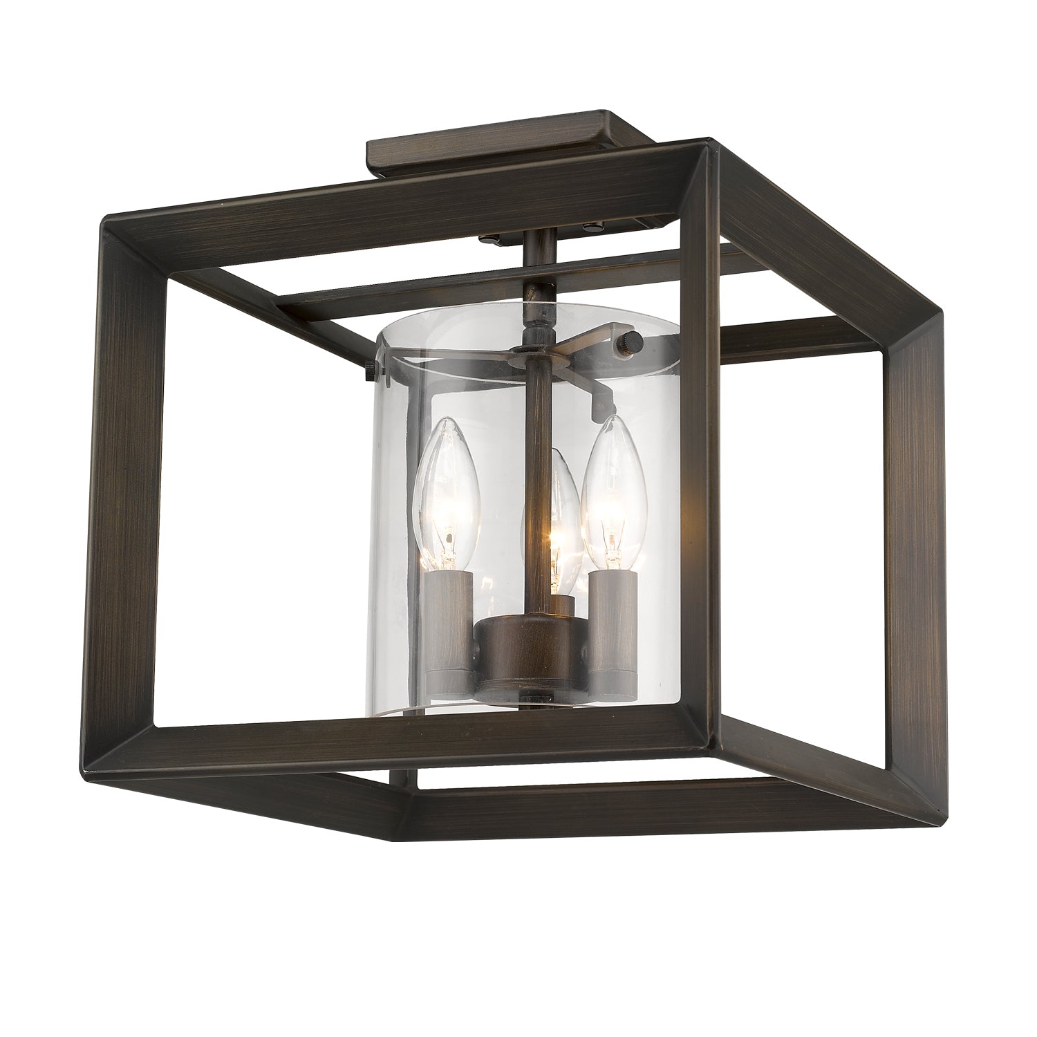 Golden - 2073-SF12 GMT-CLR - Three Light Semi-Flush Mount - Smyth - Gunmetal Bronze