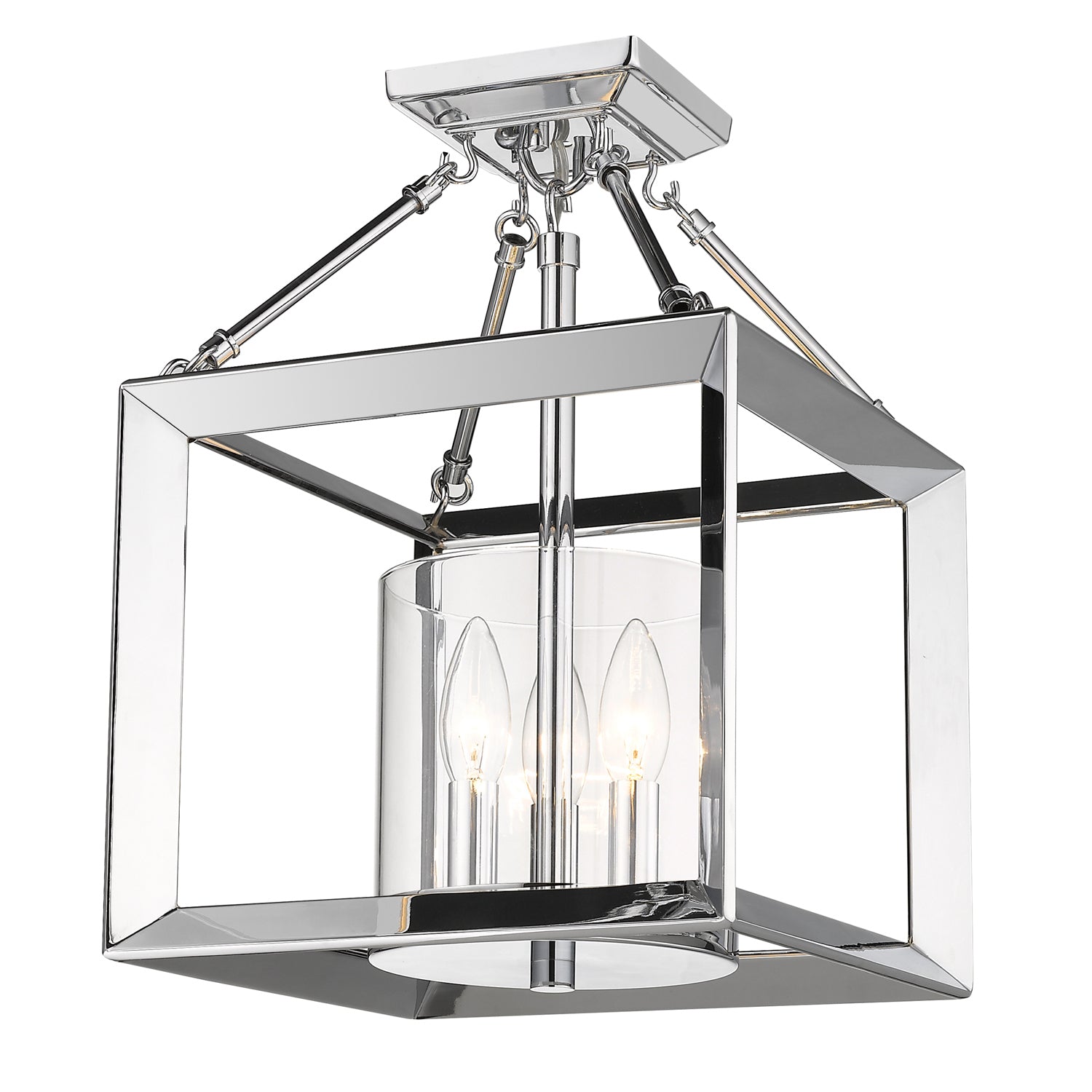 Golden - 2074-SF CH-CLR - Three Light Semi-Flush Mount - Smyth - Chrome