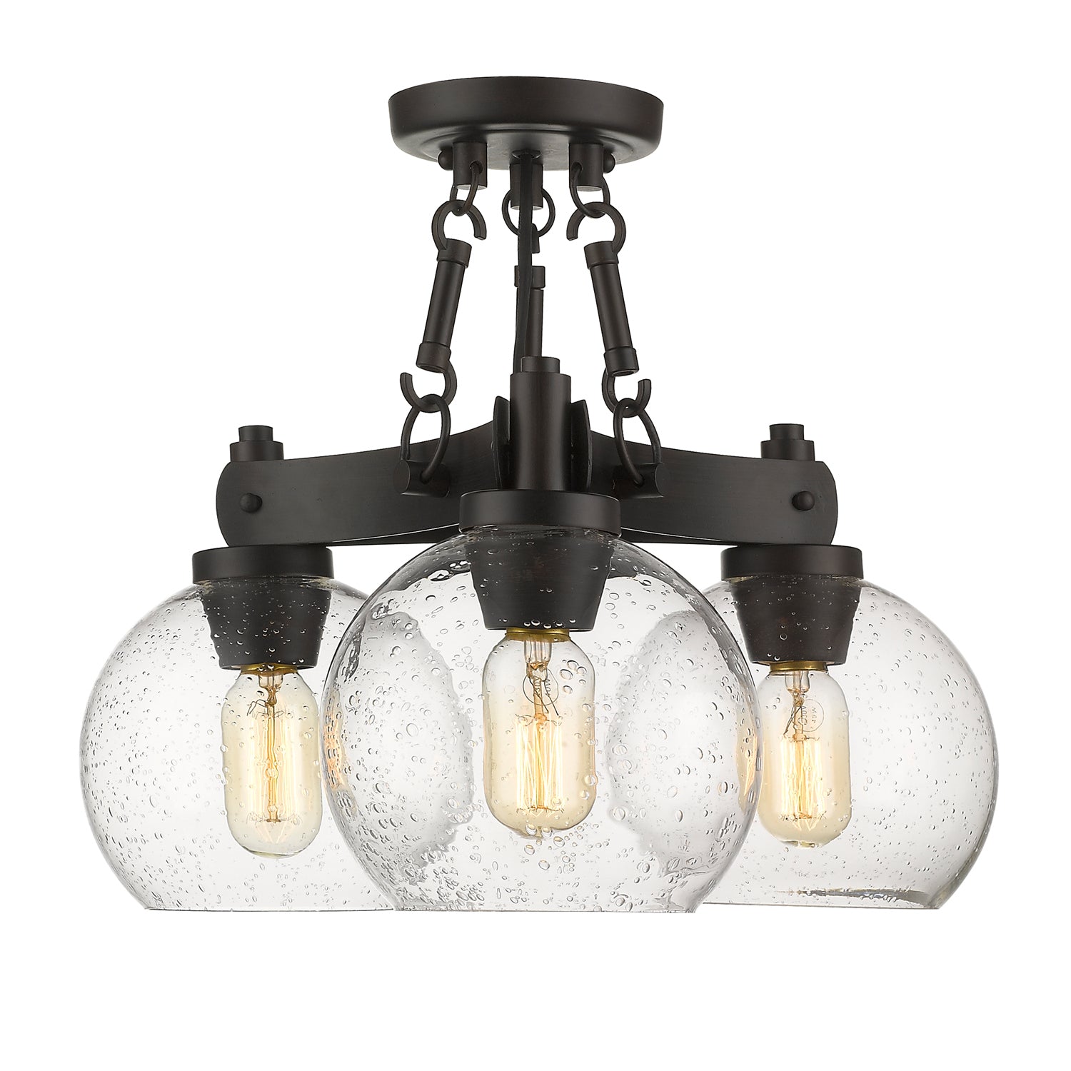 Golden - 4855-SF RBZ-SD - Three Light Semi-Flush Mount - Galveston - Rubbed Bronze