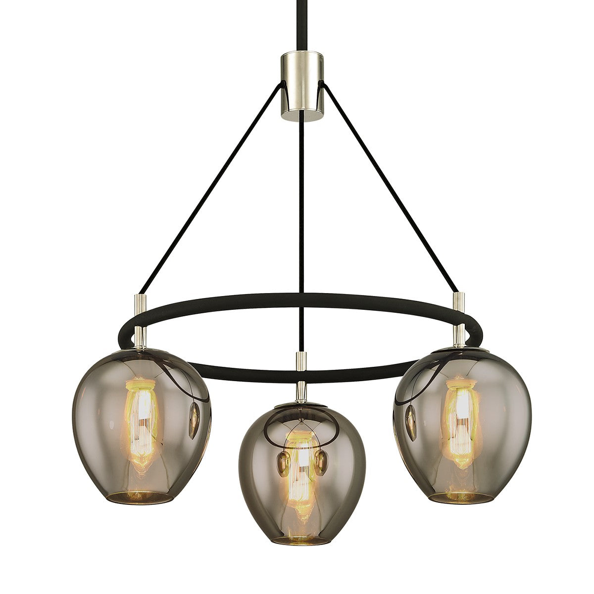 Troy Lighting - F6213-TBK/PN - Three Light Pendant - Iliad - Textured Black & Polish Nickel