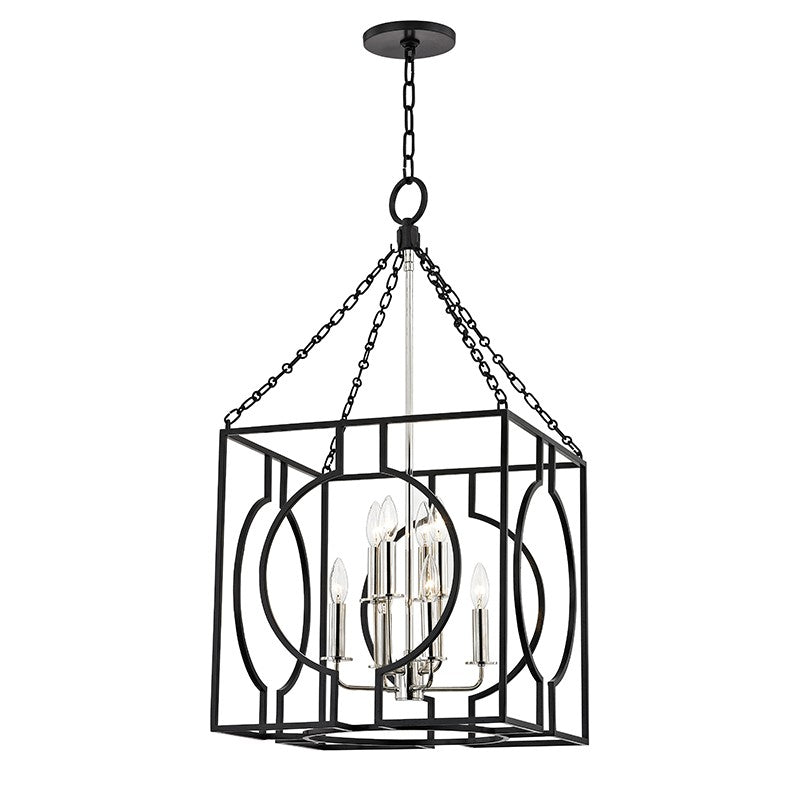 Hudson Valley - 9218-AIPN - Eight Light Pendant - Octavio - Aged Iron/Polished Nickel Combo