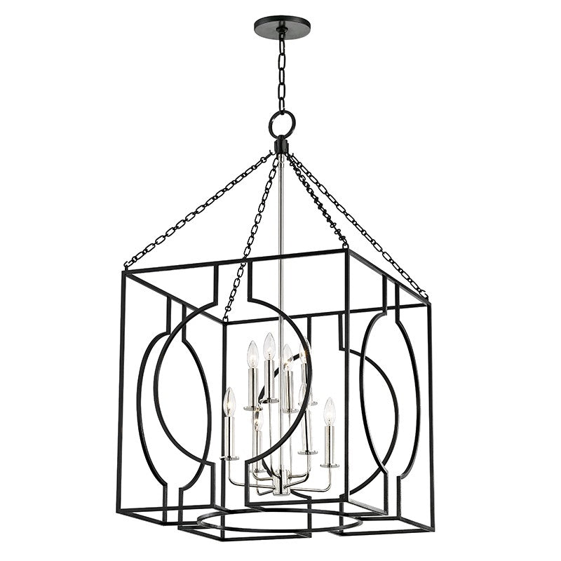 Hudson Valley - 9224-AIPN - Eight Light Pendant - Octavio - Aged Iron/Polished Nickel Combo