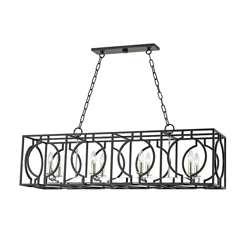 Hudson Valley - 9246-AIPN - Eight Light Island Pendant - Octavio - Aged Iron/Polished Nickel Combo