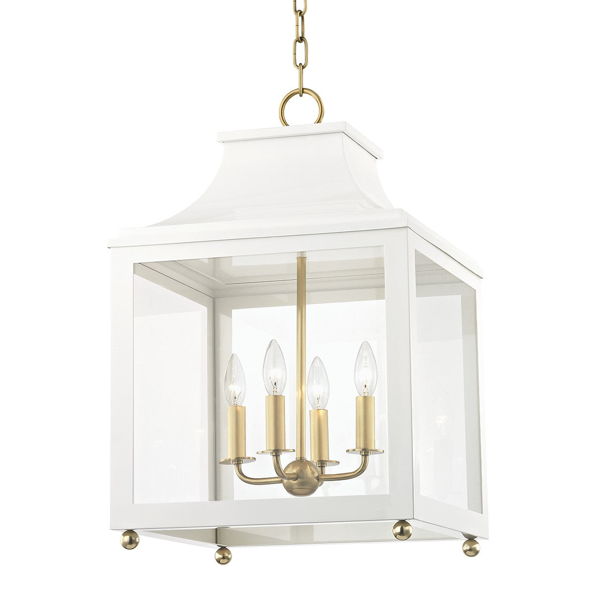 Mitzi - H259704L-AGB/WH - Four Light Lantern - Leigh - Aged Brass/Soft Off White
