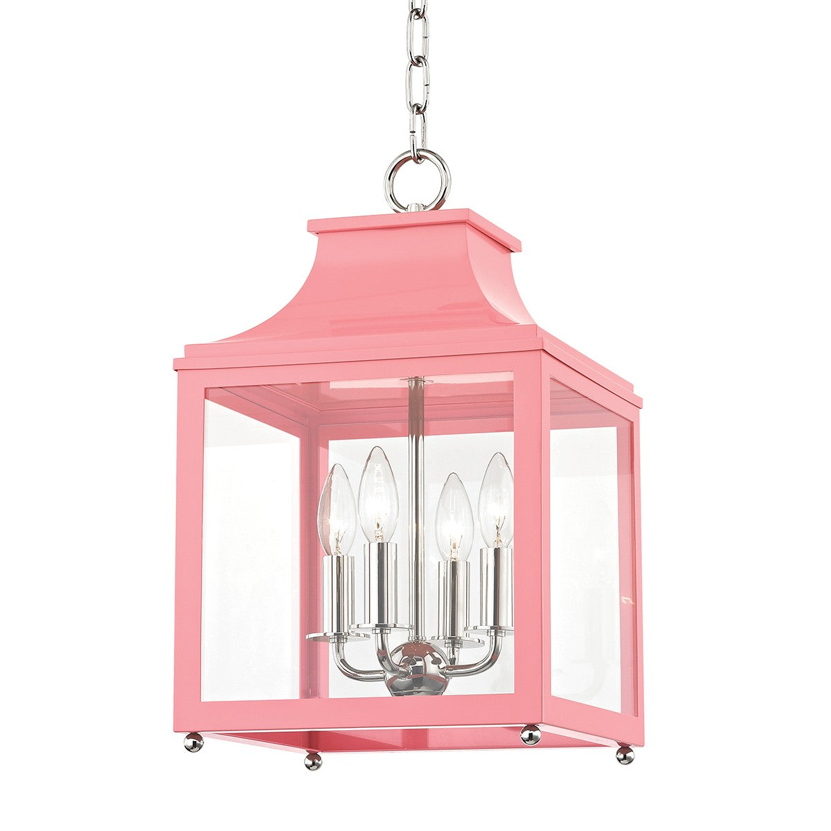 Mitzi - H259704S-PN/PK - Four Light Lantern - Leigh - Polished Nickel/Pink