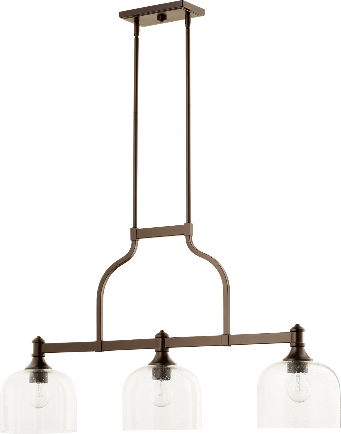 Quorum - 6611-3-186 - Three Light Island Pendant - Richmond - Oiled Bronze|Clear Seeded