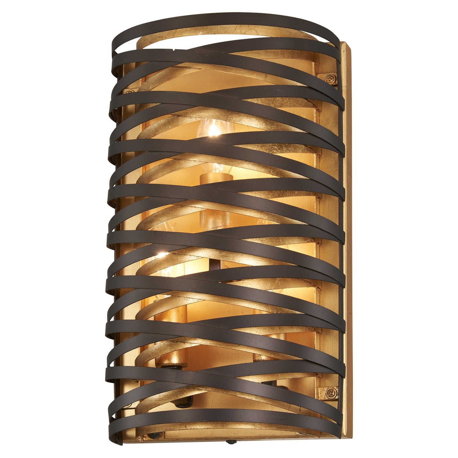 Minka-Lavery - 3673-111 - Three Light Wall Sconce - Vortic Flow - Dark Bronze w/Mosaic Gold Interior