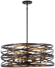 Minka-Lavery - 4673-111 - Six Light Pendant - Vortic Flow - Dark Bronze w/Mosaic Gold Interior