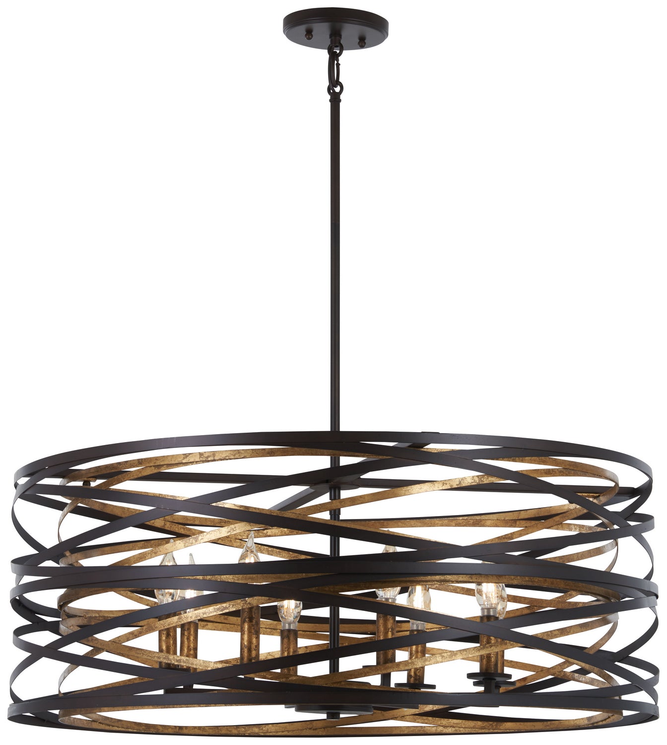Minka-Lavery - 4677-111 - Eight Light Pendant - Vortic Flow - Dark Bronze w/Mosaic Gold Interior