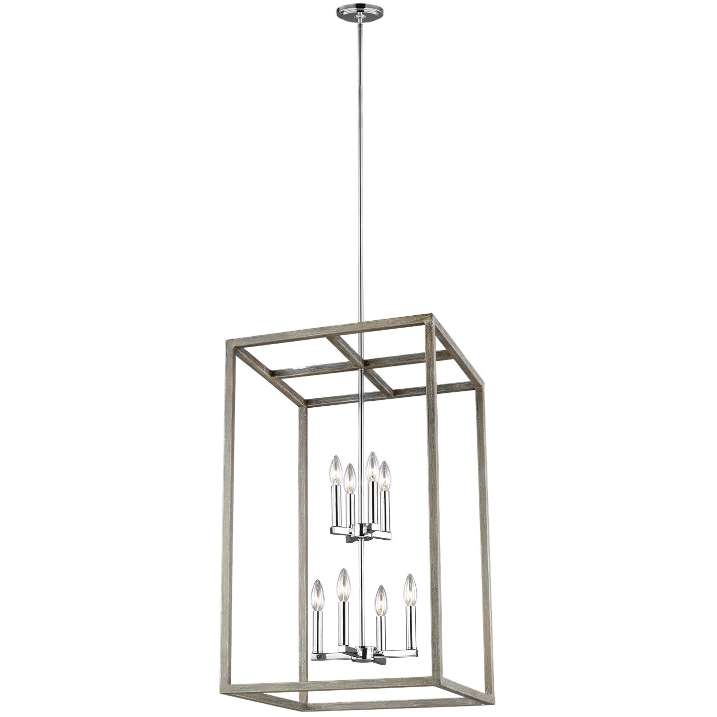 Generation Lighting - 5134508-872 - Eight Light Hall / Foyer Pendant - Moffet Street - Washed Pine
