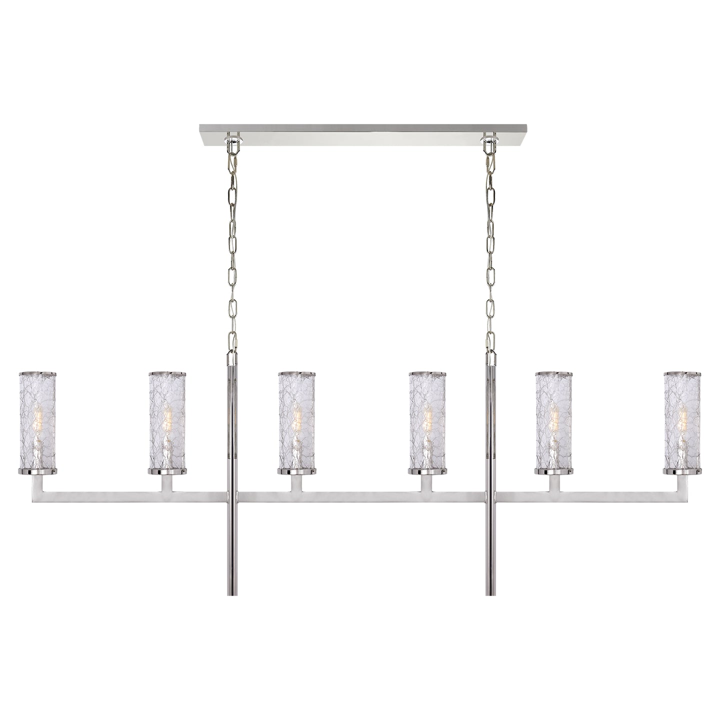 Visual Comfort Signature - KW 5203PN-CRG - Six Light Linear Chandelier - Liaison - Polished Nickel