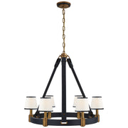 Ralph Lauren - RL 5610NB/NVY-L - Six Light Chandelier - Riley - Natural Brass and Navy Leather
