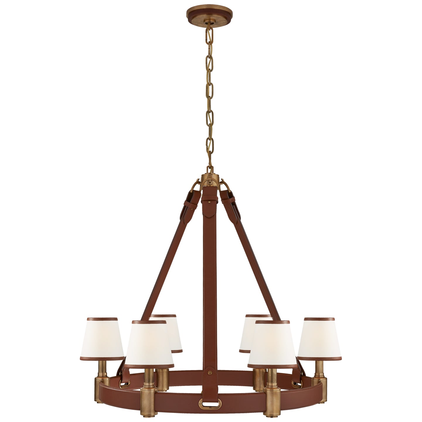 Ralph Lauren - RL 5610NB/SDL-L - Six Light Chandelier - Riley - Natural Brass and Saddle Leather