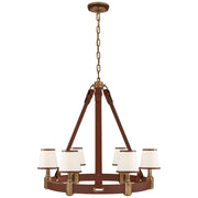 Ralph Lauren - RL 5610NB/SDL-L - Six Light Chandelier - Riley - Natural Brass and Saddle Leather
