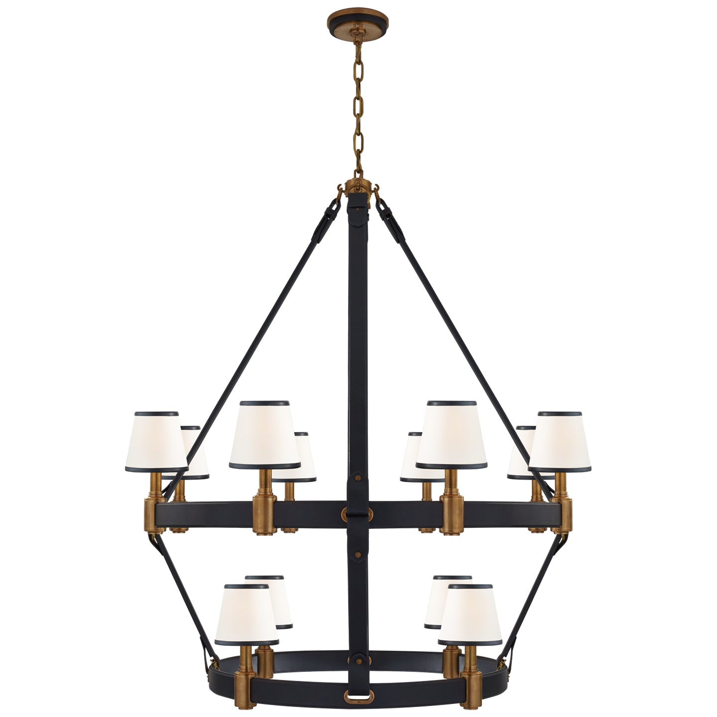 Ralph Lauren - RL 5614NB/NVY-L - 12 Light Chandelier - Riley - Natural Brass and Navy Leather
