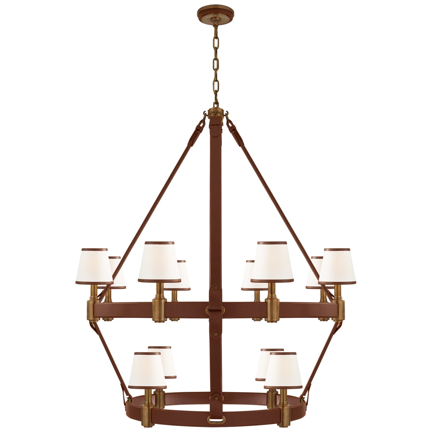 Ralph Lauren - RL 5614NB/SDL-L - 12 Light Chandelier - Riley - Natural Brass and Saddle Leather