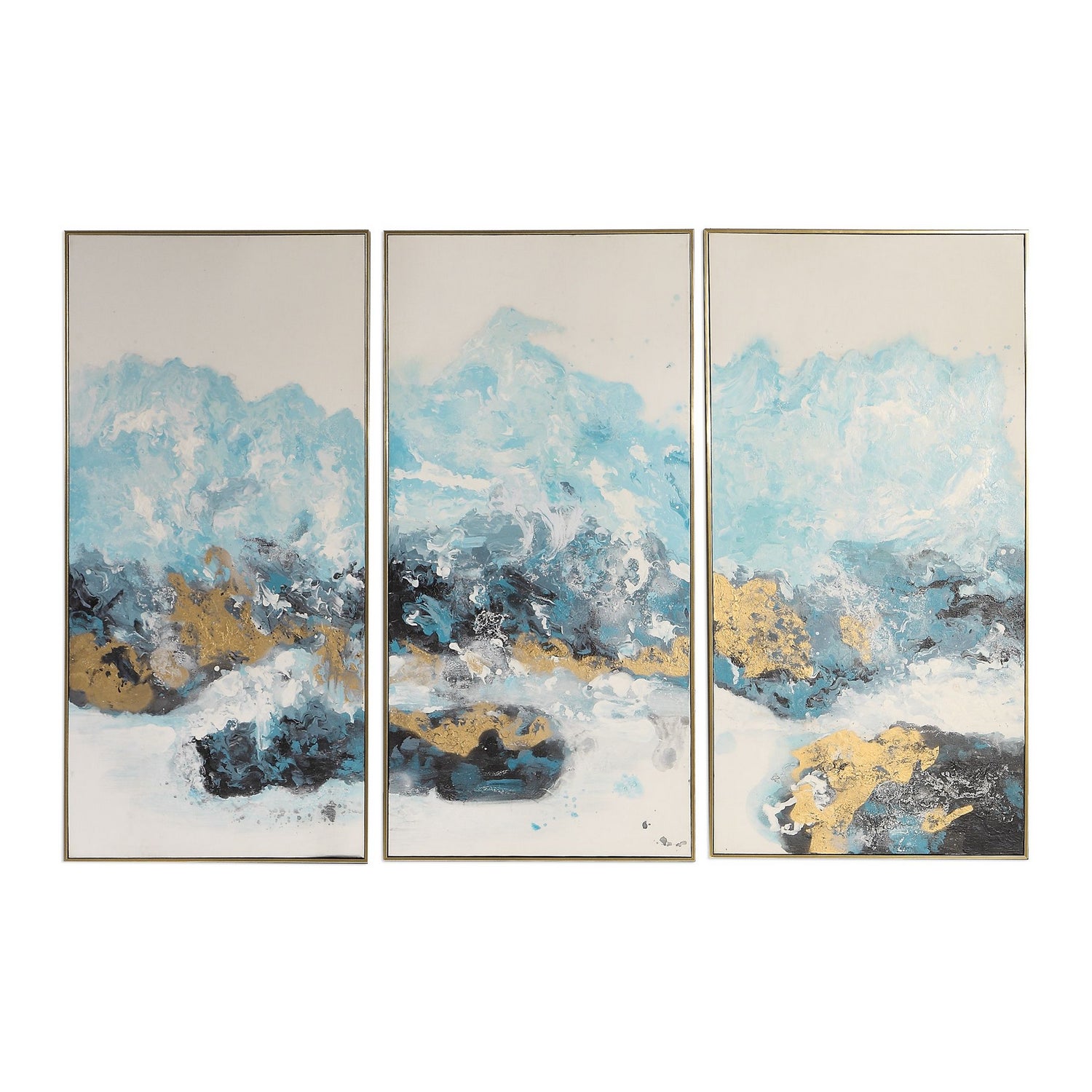 Uttermost - 34370 - Wall Art, S/3 - Crashing Waves - Gold w/Black