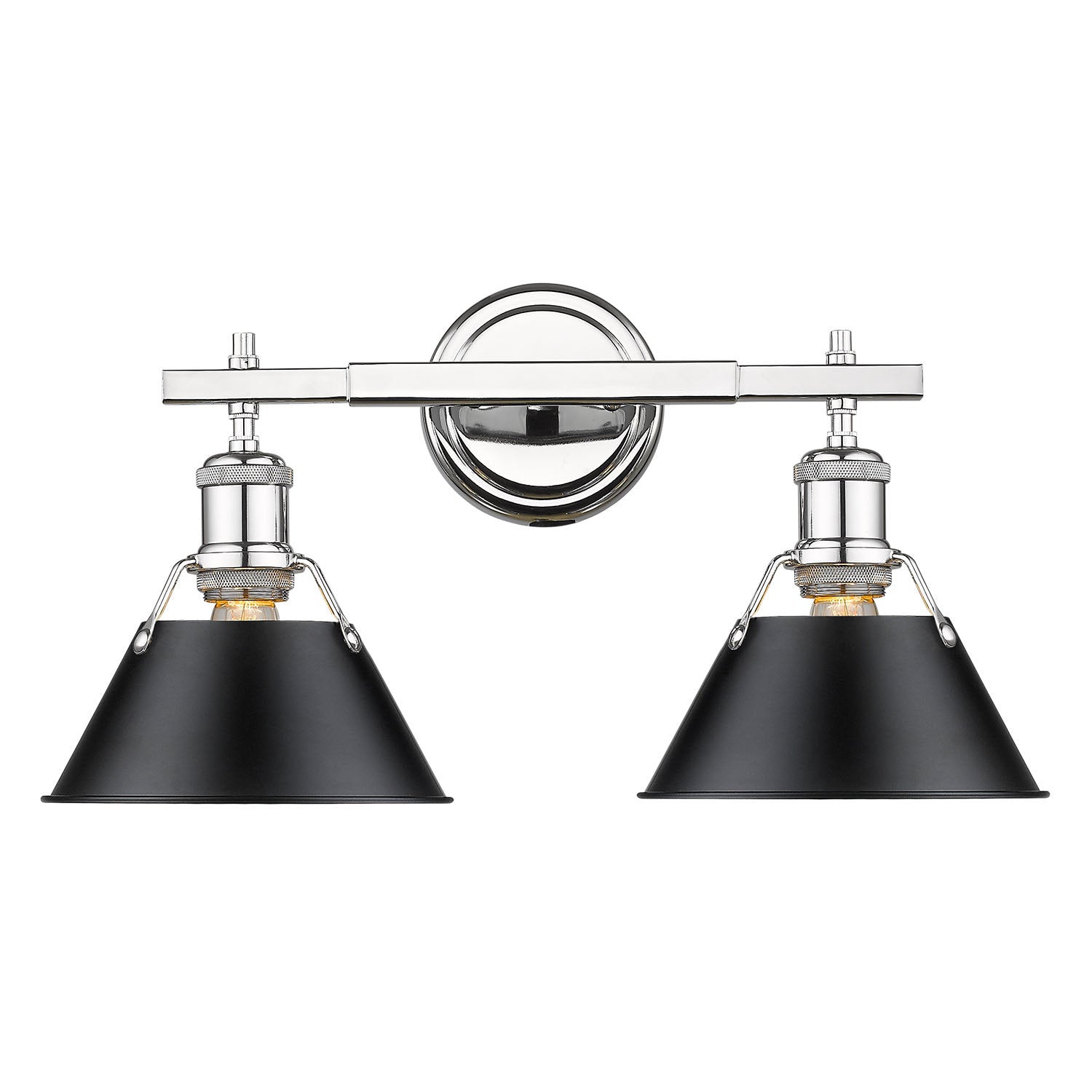 Golden - 3306-BA2 CH-BLK - Two Light Bath Vanity - Orwell - Chrome