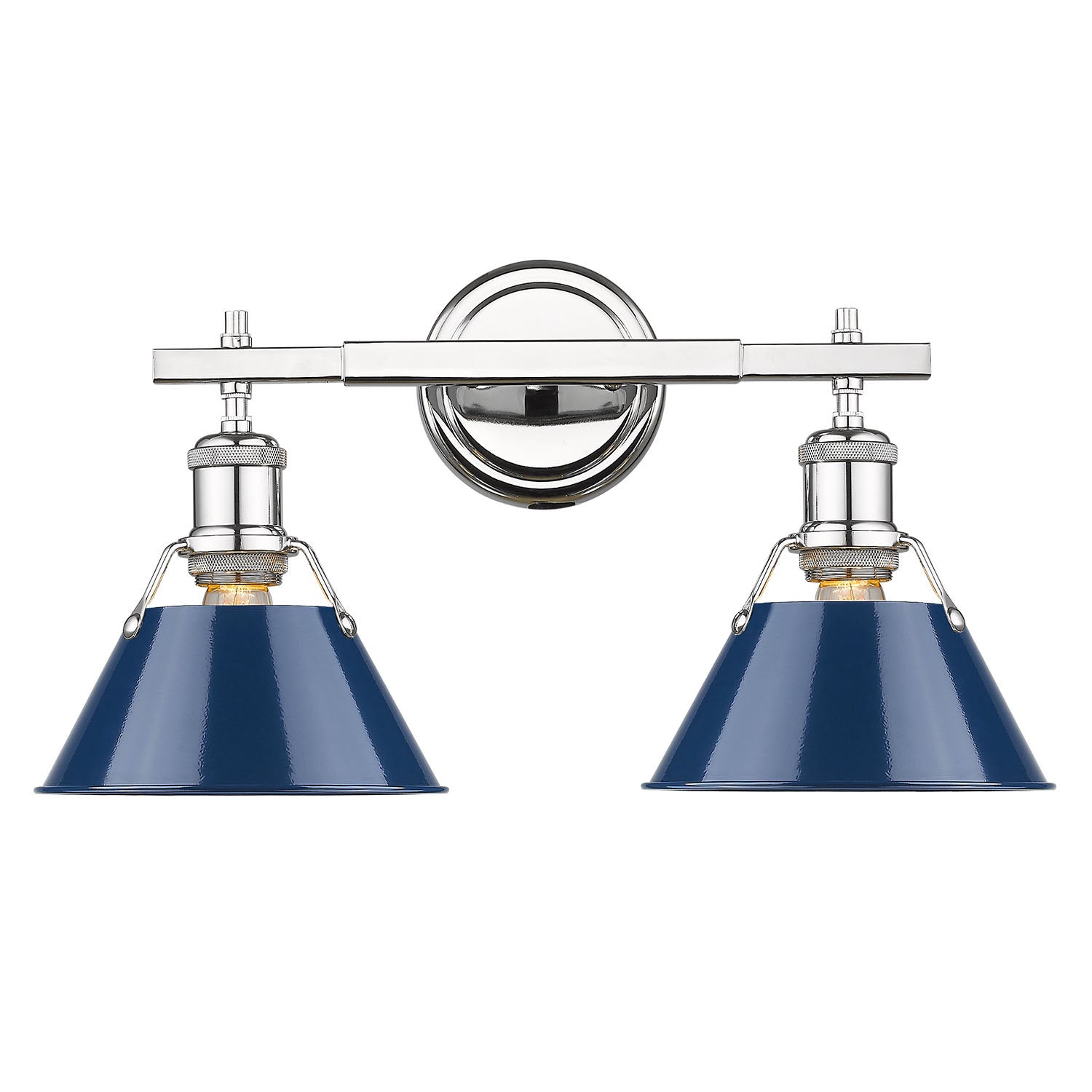Golden - 3306-BA2 CH-NVY - Two Light Bath Vanity - Orwell - Chrome