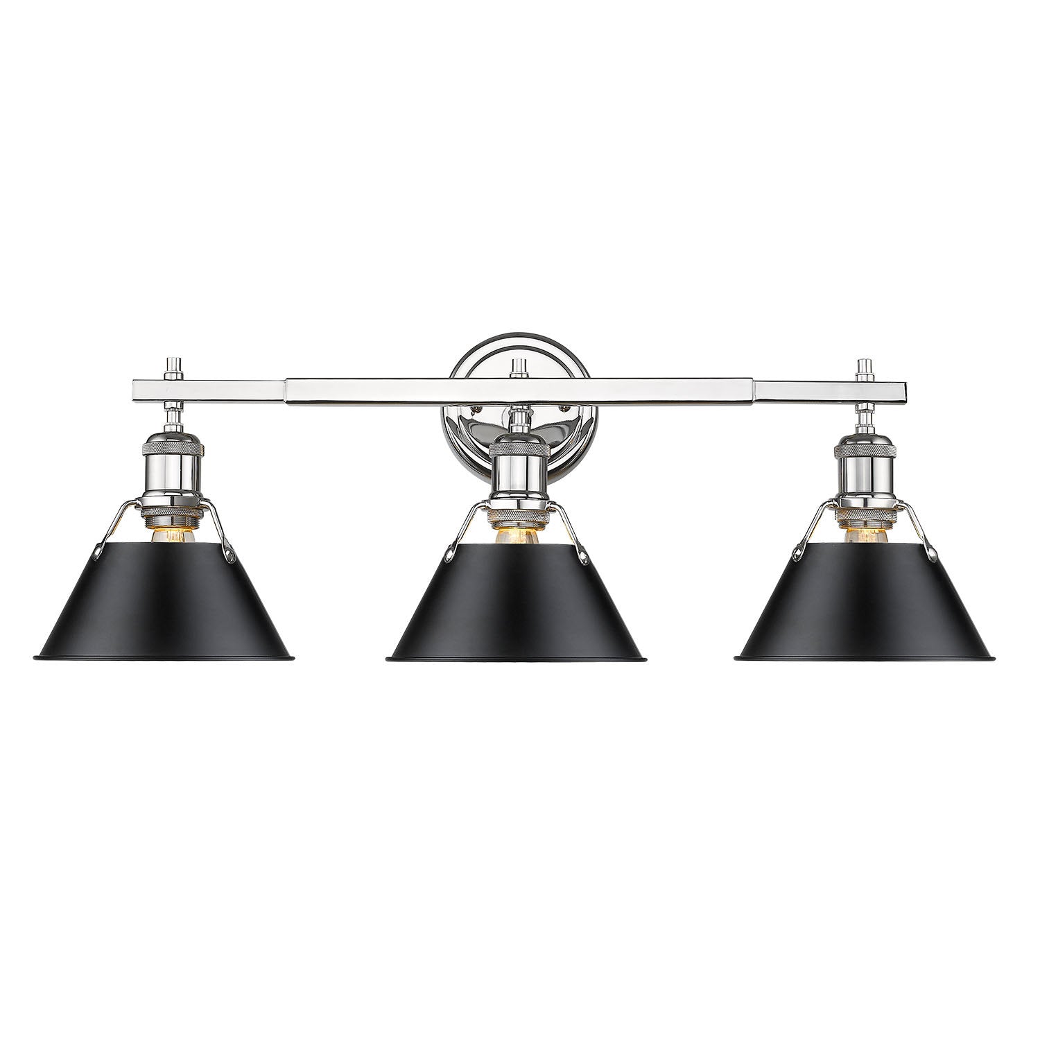 Golden - 3306-BA3 CH-BLK - Three Light Bath Vanity - Orwell - Chrome