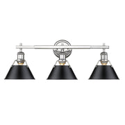 Golden - 3306-BA3 CH-BLK - Three Light Bath Vanity - Orwell - Chrome