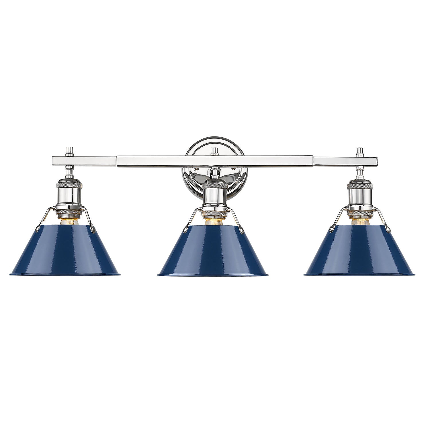 Golden - 3306-BA3 CH-NVY - Three Light Bath Vanity - Orwell - Chrome