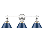 Golden - 3306-BA3 CH-NVY - Three Light Bath Vanity - Orwell - Chrome