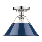 Golden - 3306-FM CH-NVY - One Light Flush Mount - Orwell - Chrome