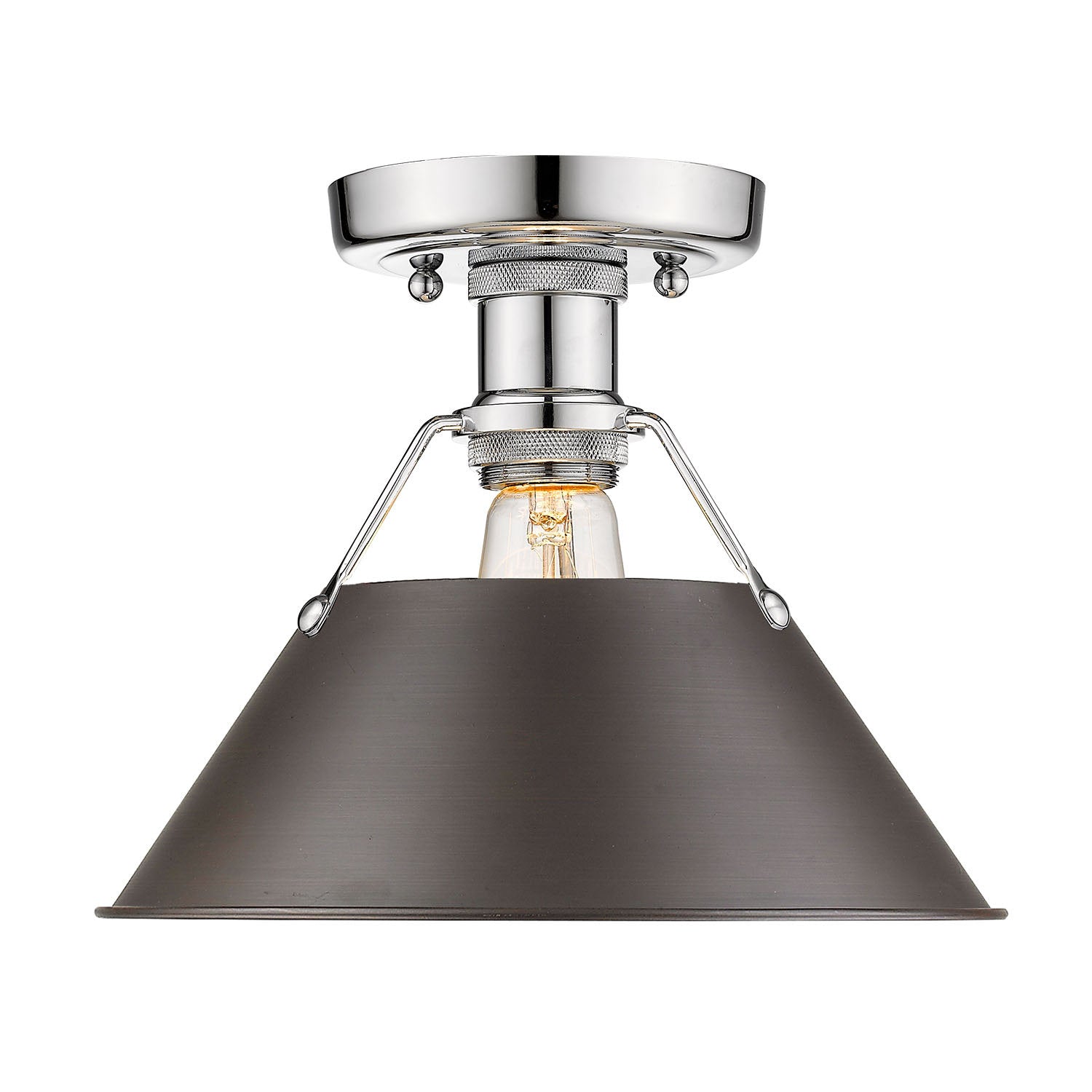 Golden - 3306-FM CH-RBZ - One Light Flush Mount - Orwell - Chrome
