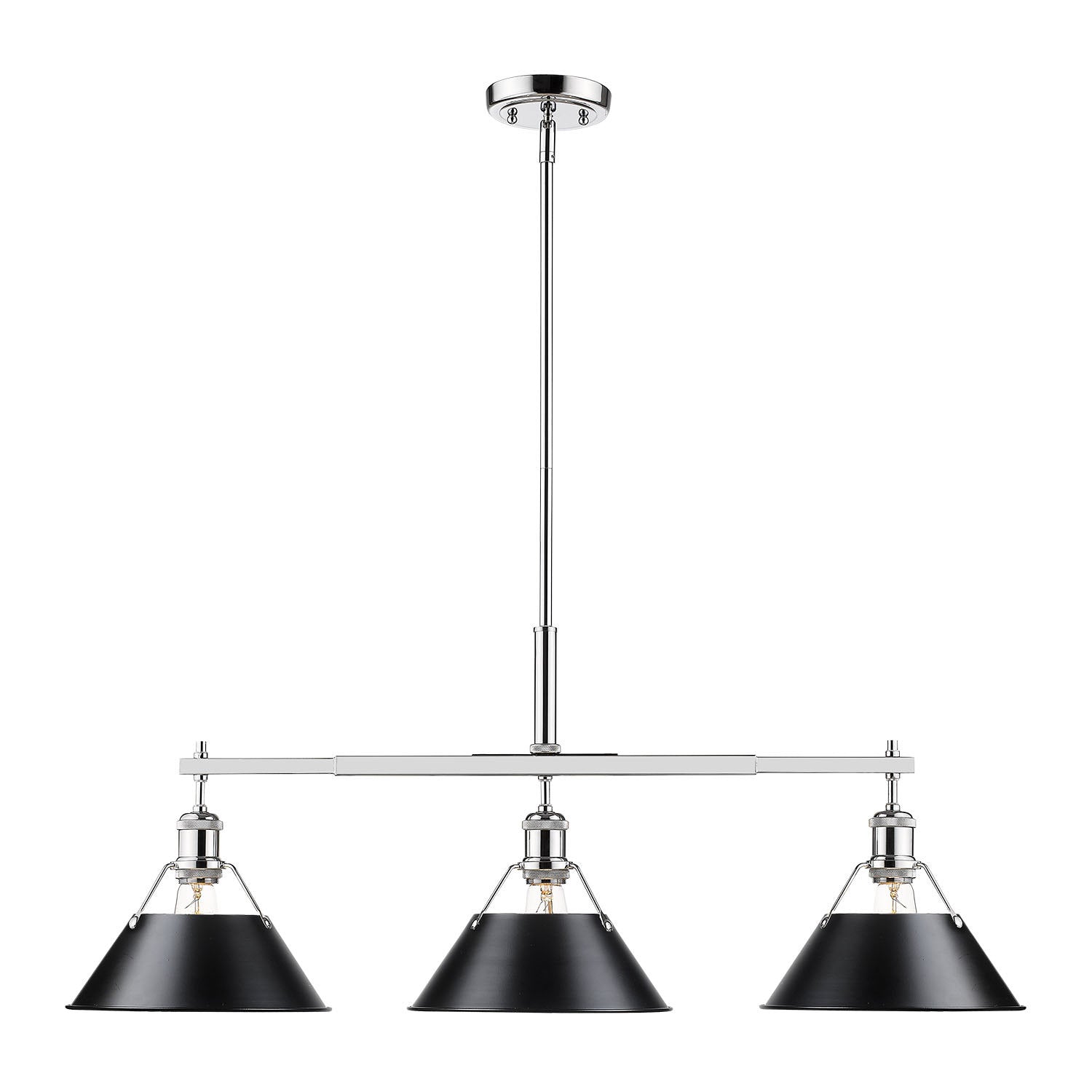 Golden - 3306-LP CH-BLK - Three Light Linear Pendant - Orwell - Chrome