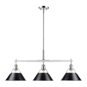 Golden - 3306-LP CH-BLK - Three Light Linear Pendant - Orwell - Chrome