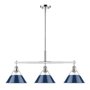 Golden - 3306-LP CH-NVY - Three Light Linear Pendant - Orwell - Chrome