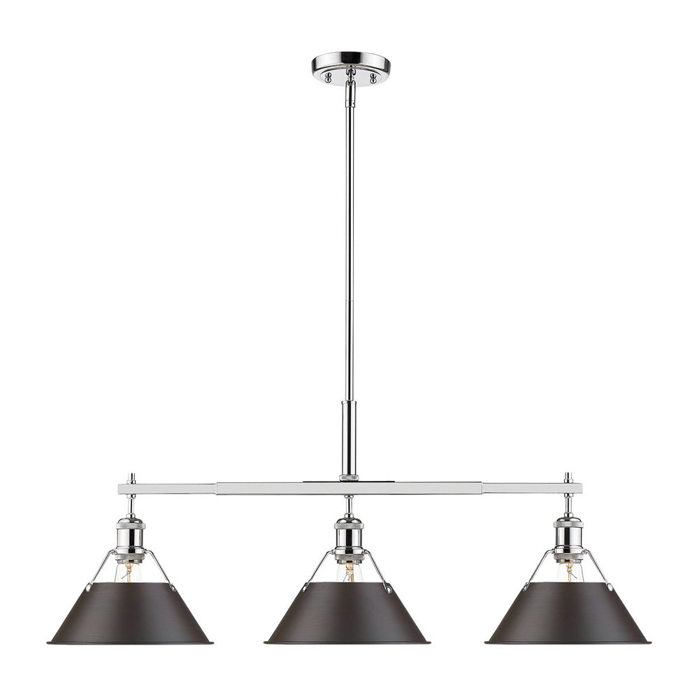 Golden - 3306-LP CH-RBZ - Three Light Linear Pendant - Orwell - Chrome