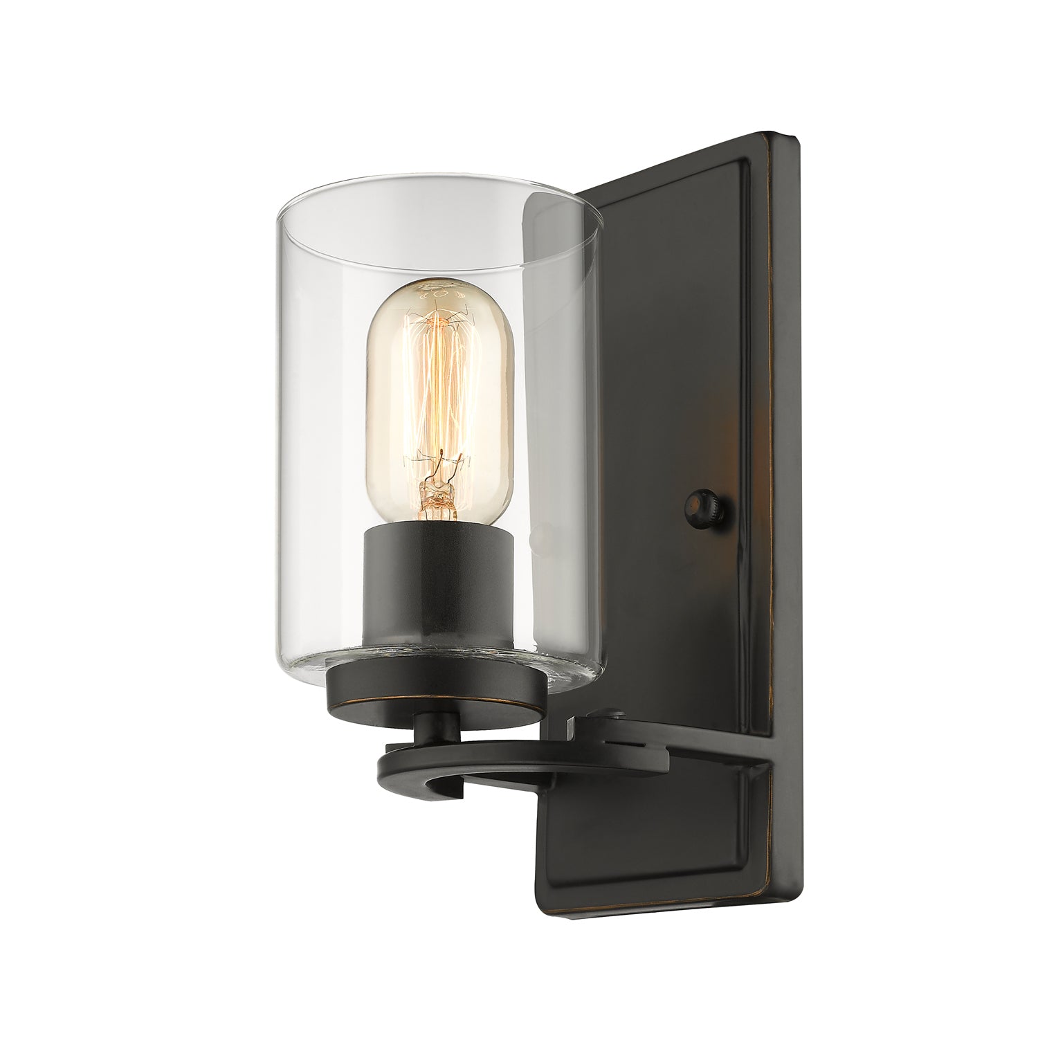 Golden - 7041-1W BLK-CLR - One Light Wall Sconce - Monroe - Matte Black