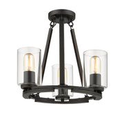 Golden - 7041-3 BLK-CLR - Three Light Chandelier - Monroe - Matte Black