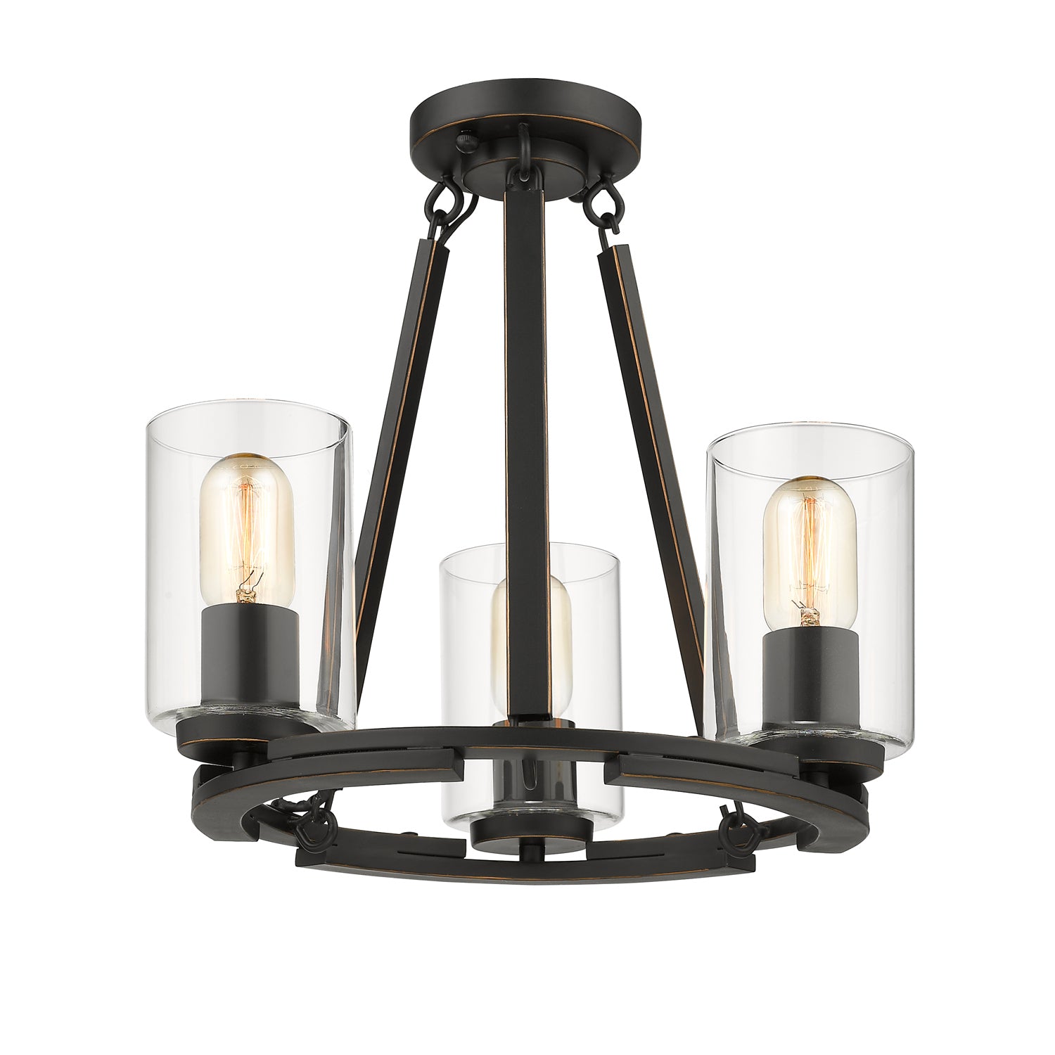 Golden - 7041-3 BLK-CLR - Three Light Chandelier - Monroe - Matte Black