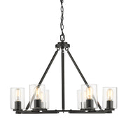Golden - 7041-6 BLK-CLR - Six Light Chandelier - Monroe - Matte Black