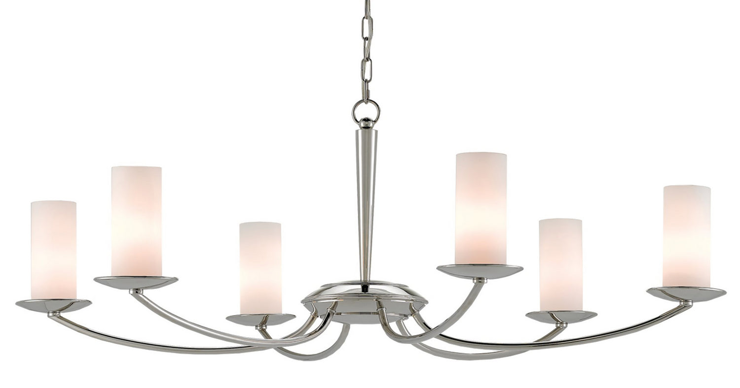 Currey and Company - 9000-0170 - Six Light Chandelier - Polished Nickel/Frosted