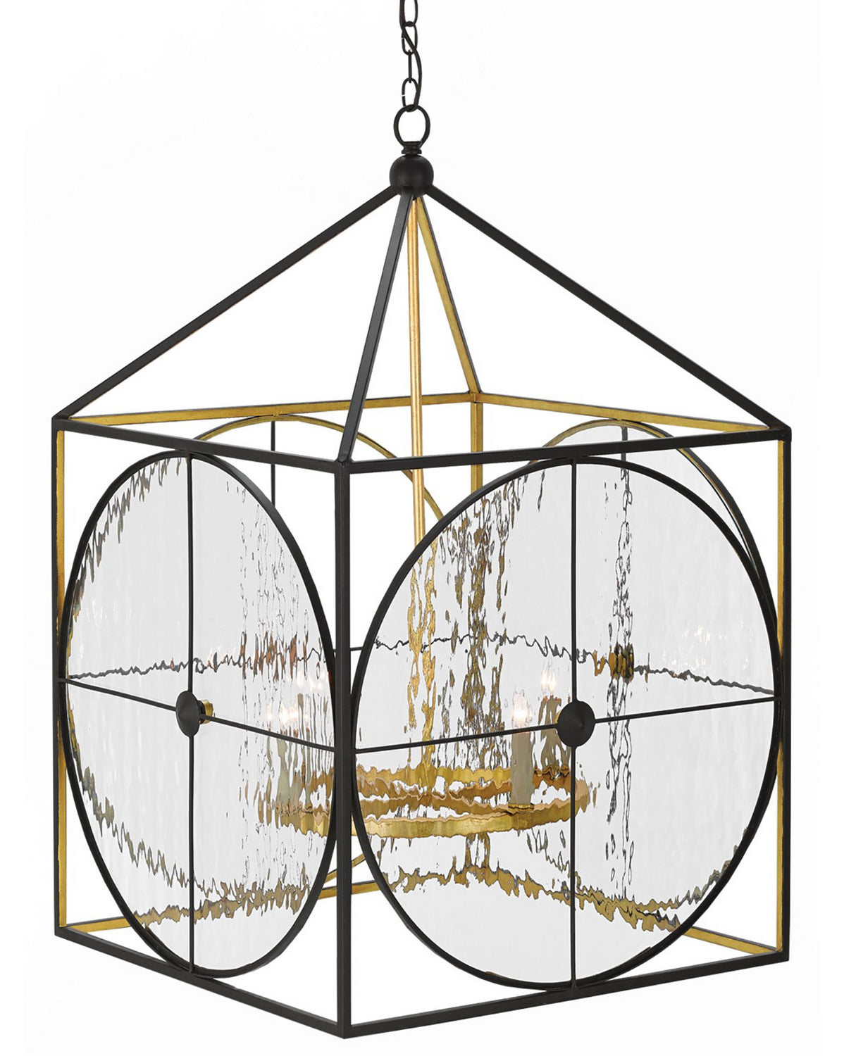 Currey and Company - 9000-0205 - Four Light Lantern - Satin Black/Contemporary Gold